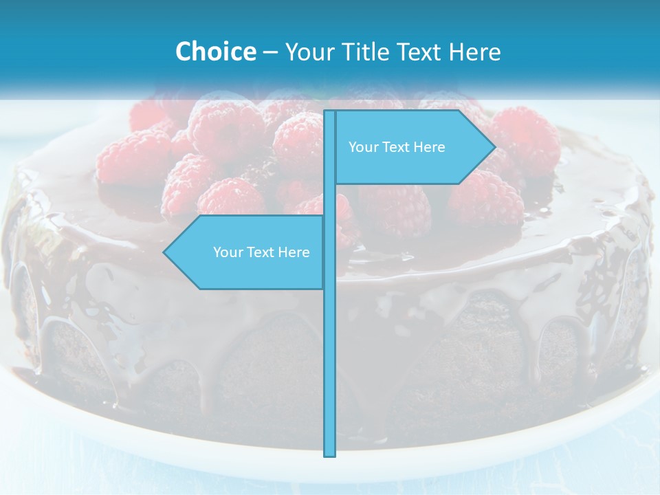 A Chocolate Cake With Raspberries On Top Of It PowerPoint Template