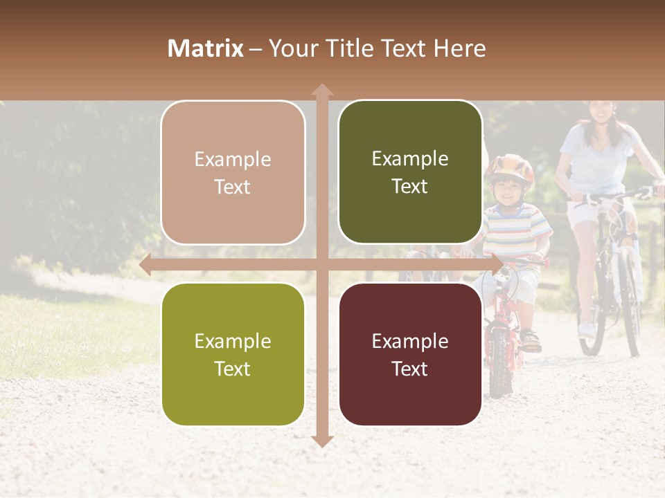 A Group Of People Riding Bikes Down A Dirt Road PowerPoint Template