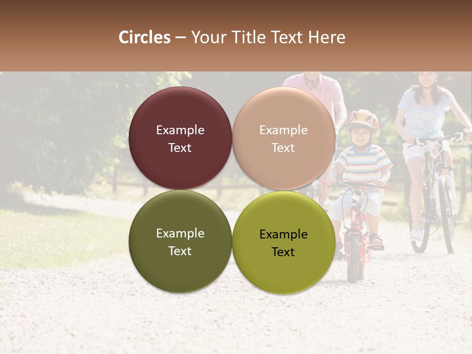 A Group Of People Riding Bikes Down A Dirt Road PowerPoint Template