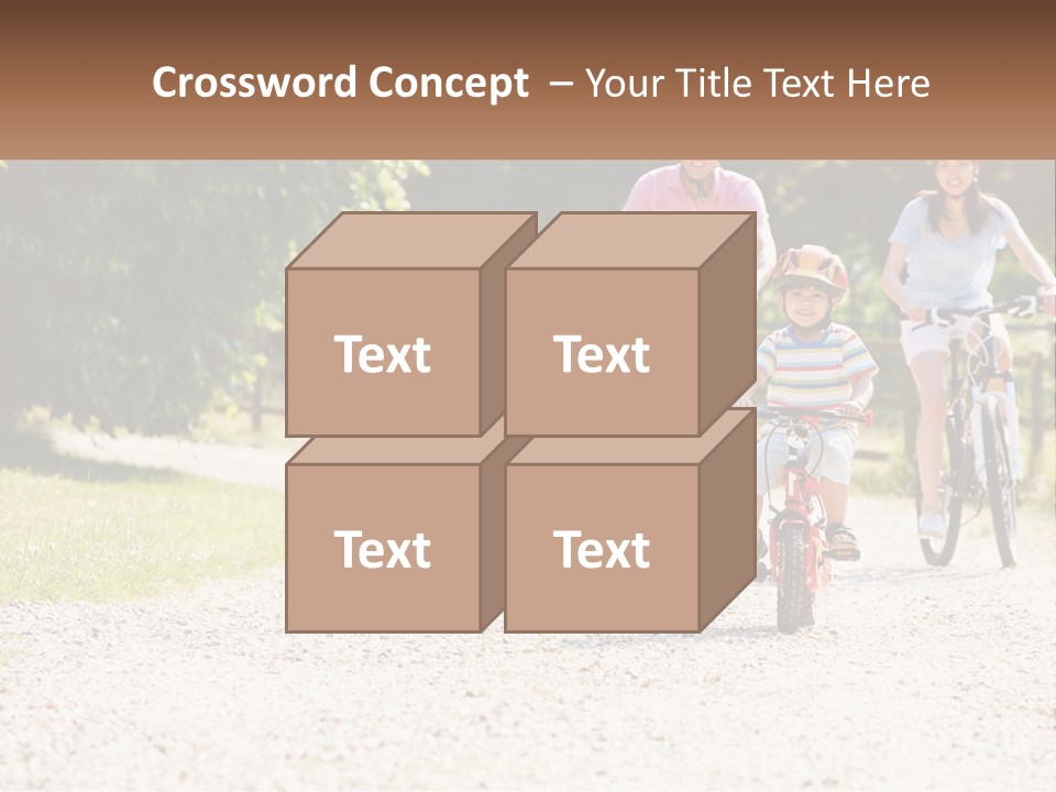 A Group Of People Riding Bikes Down A Dirt Road PowerPoint Template