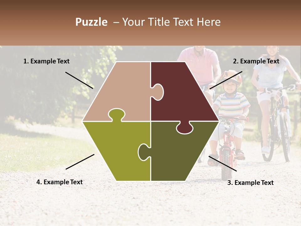 A Group Of People Riding Bikes Down A Dirt Road PowerPoint Template