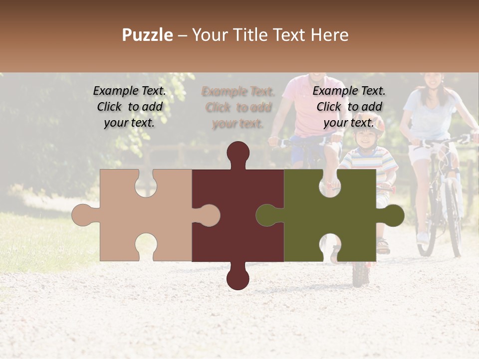 A Group Of People Riding Bikes Down A Dirt Road PowerPoint Template