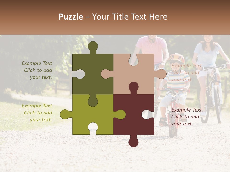 A Group Of People Riding Bikes Down A Dirt Road PowerPoint Template
