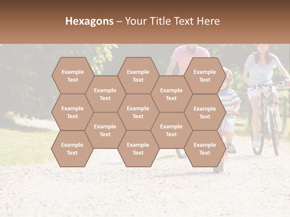 A Group Of People Riding Bikes Down A Dirt Road PowerPoint Template