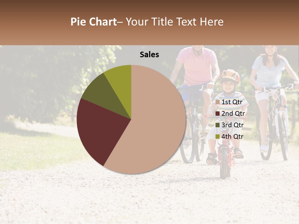 A Group Of People Riding Bikes Down A Dirt Road PowerPoint Template