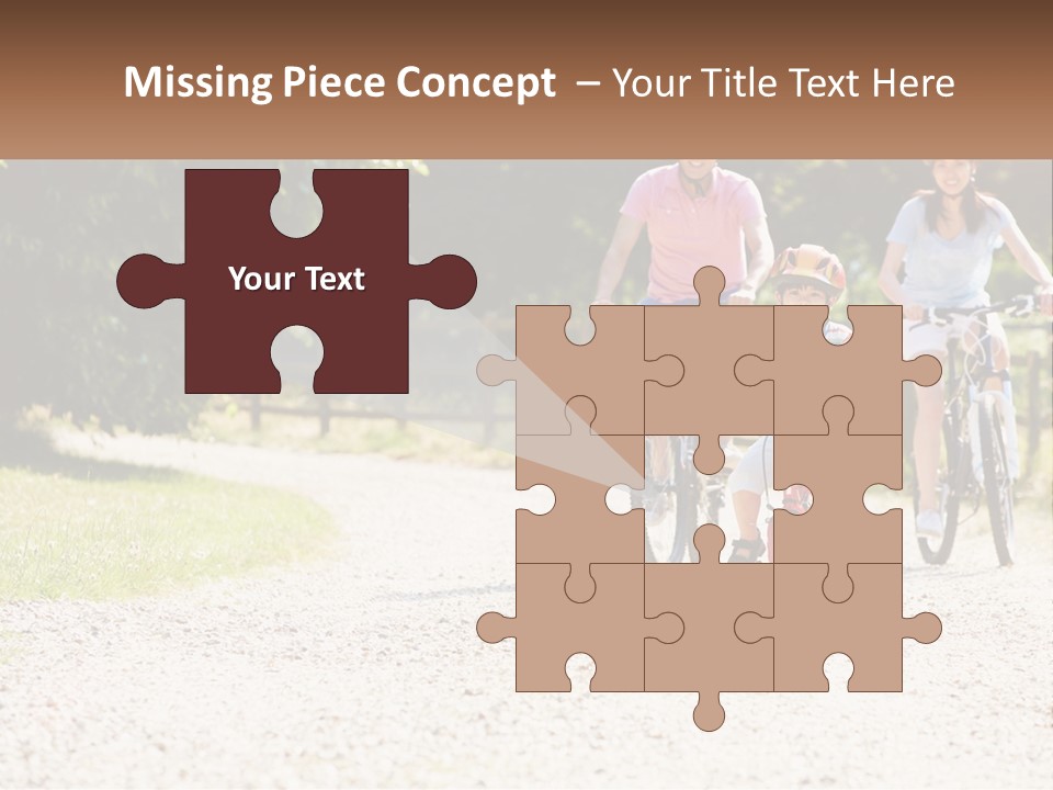 A Group Of People Riding Bikes Down A Dirt Road PowerPoint Template