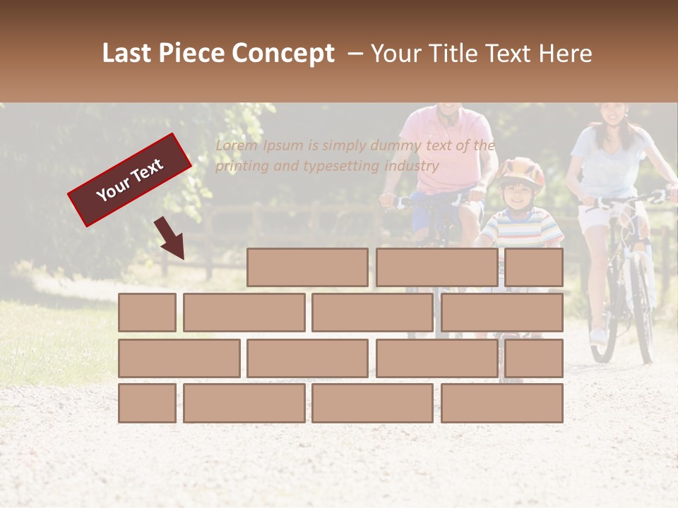 A Group Of People Riding Bikes Down A Dirt Road PowerPoint Template