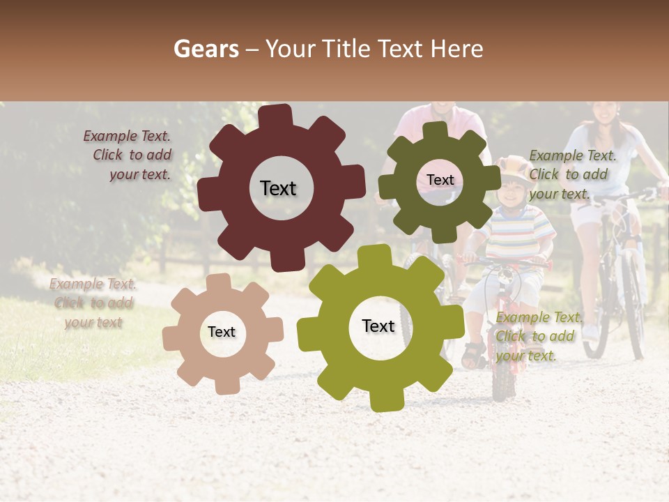A Group Of People Riding Bikes Down A Dirt Road PowerPoint Template
