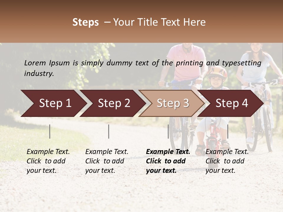 A Group Of People Riding Bikes Down A Dirt Road PowerPoint Template