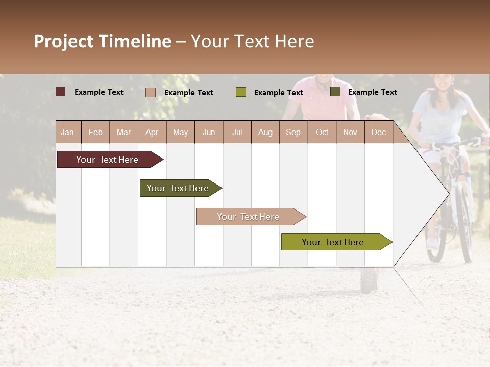 A Group Of People Riding Bikes Down A Dirt Road PowerPoint Template