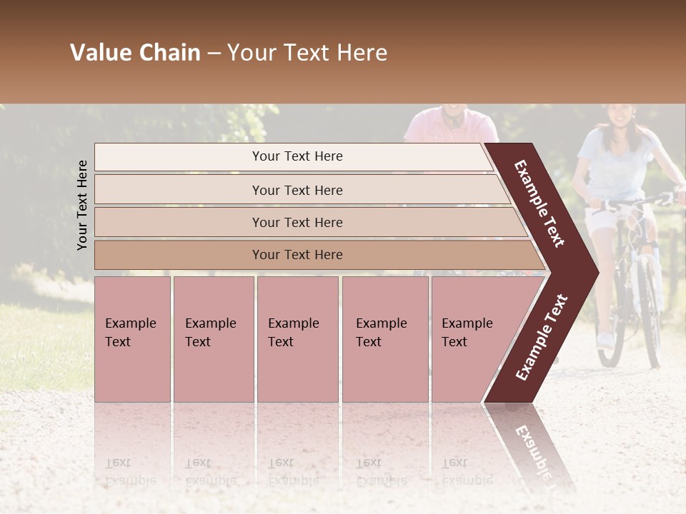 A Group Of People Riding Bikes Down A Dirt Road PowerPoint Template