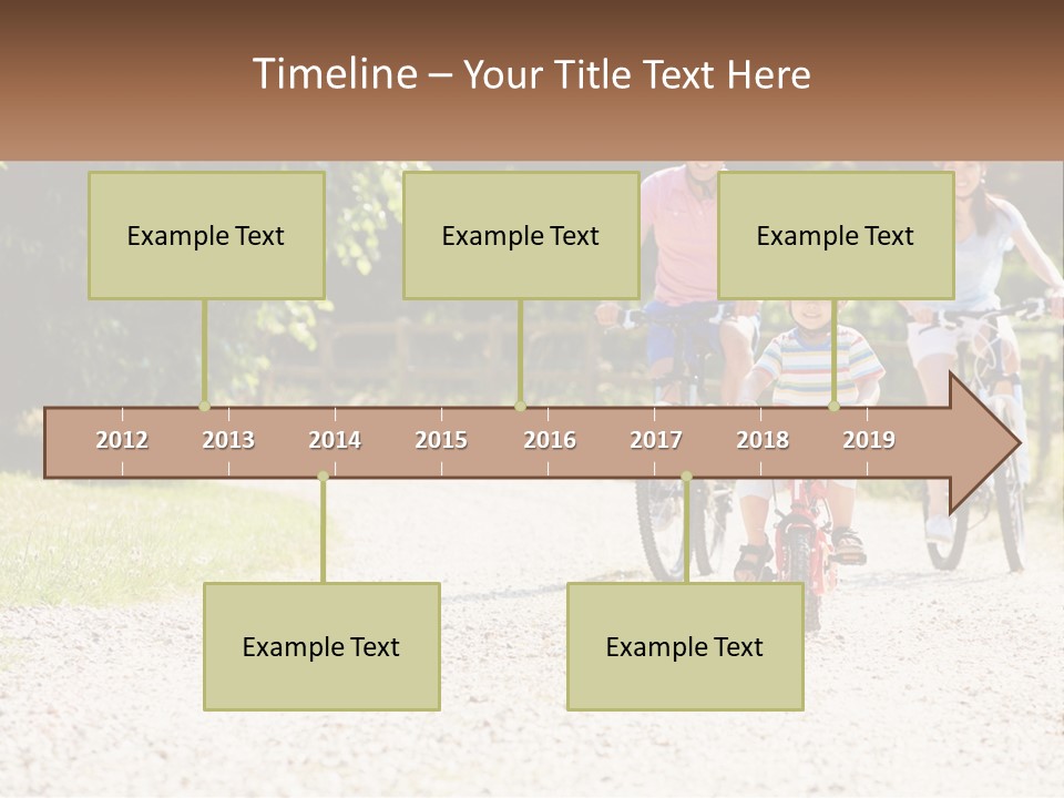 A Group Of People Riding Bikes Down A Dirt Road PowerPoint Template