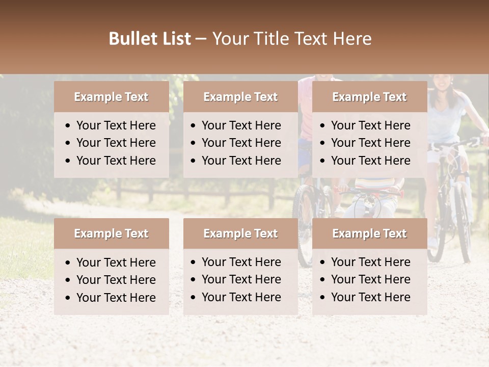 A Group Of People Riding Bikes Down A Dirt Road PowerPoint Template