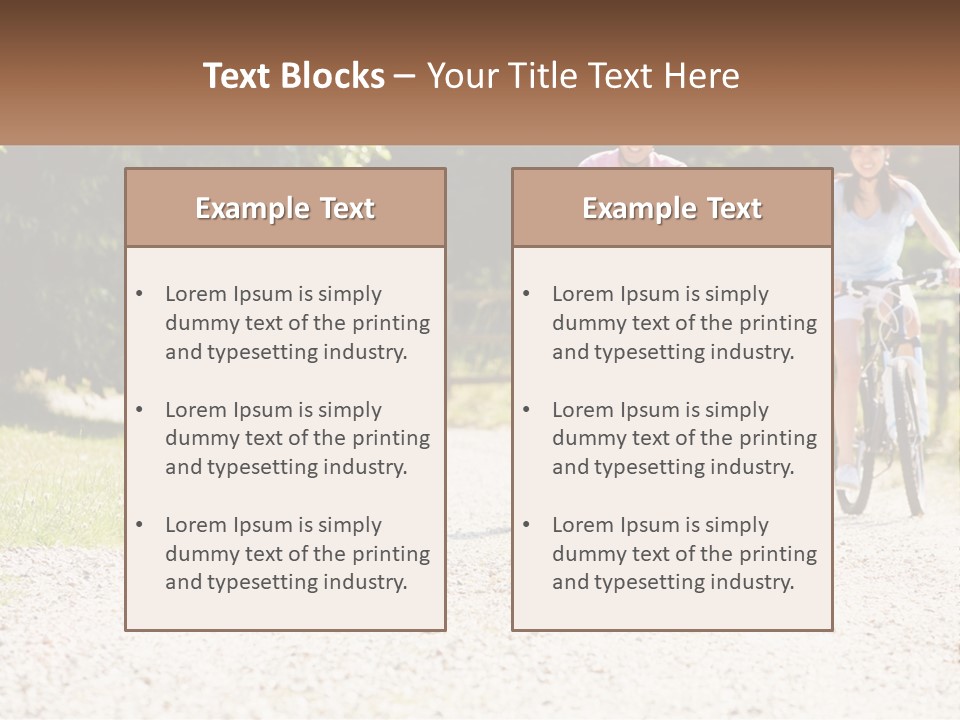 A Group Of People Riding Bikes Down A Dirt Road PowerPoint Template