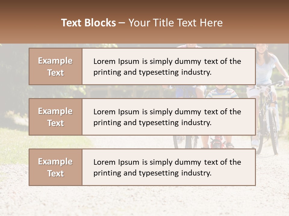 A Group Of People Riding Bikes Down A Dirt Road PowerPoint Template