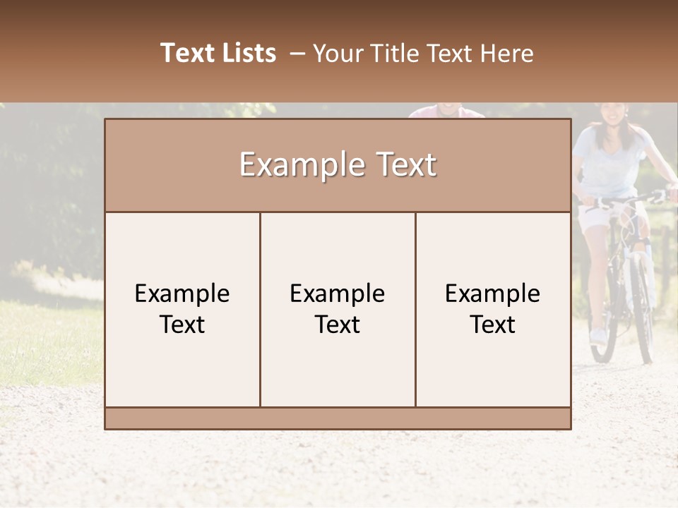A Group Of People Riding Bikes Down A Dirt Road PowerPoint Template