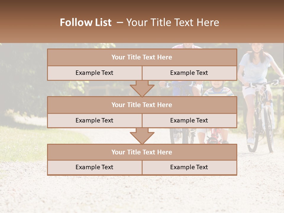 A Group Of People Riding Bikes Down A Dirt Road PowerPoint Template