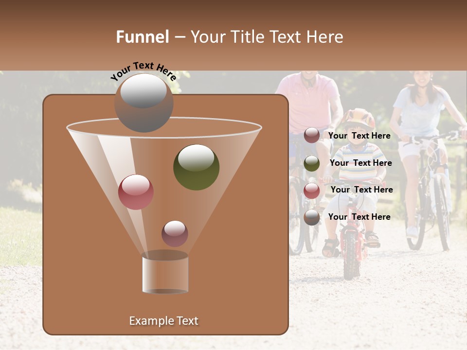 A Group Of People Riding Bikes Down A Dirt Road PowerPoint Template