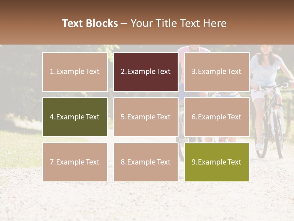 A Group Of People Riding Bikes Down A Dirt Road PowerPoint Template