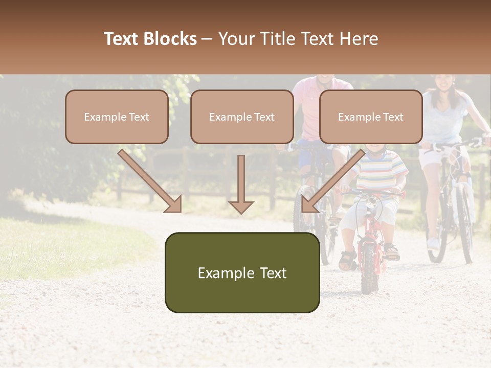 A Group Of People Riding Bikes Down A Dirt Road PowerPoint Template