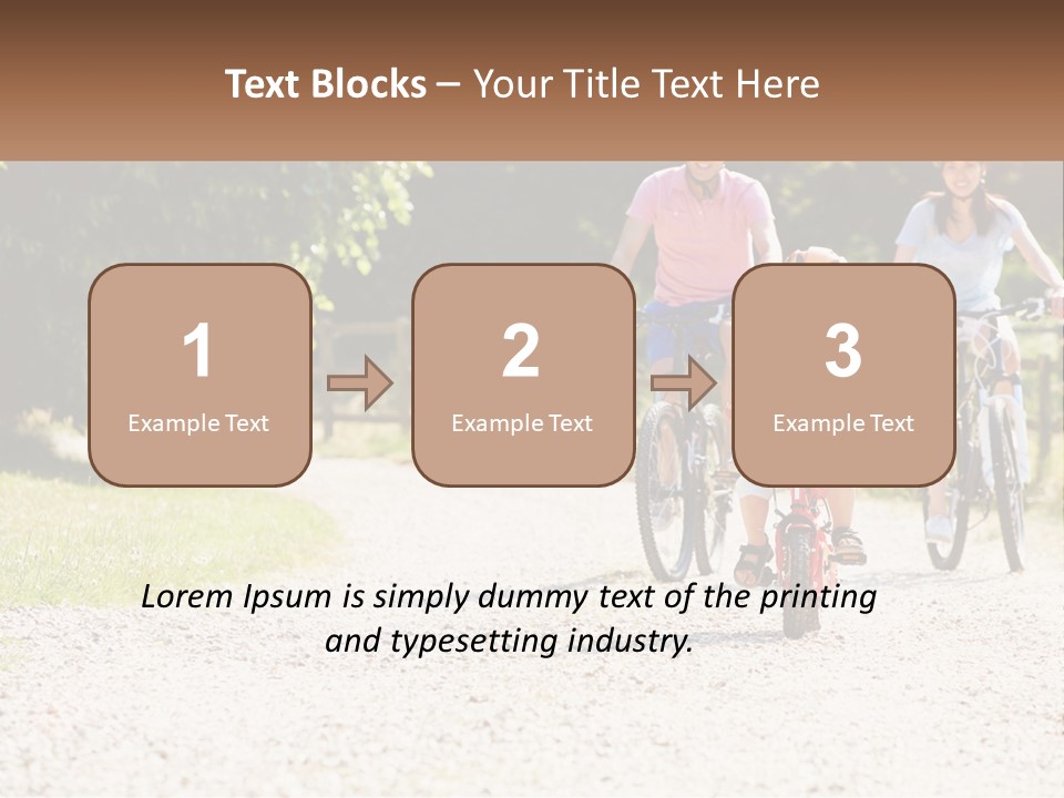 A Group Of People Riding Bikes Down A Dirt Road PowerPoint Template