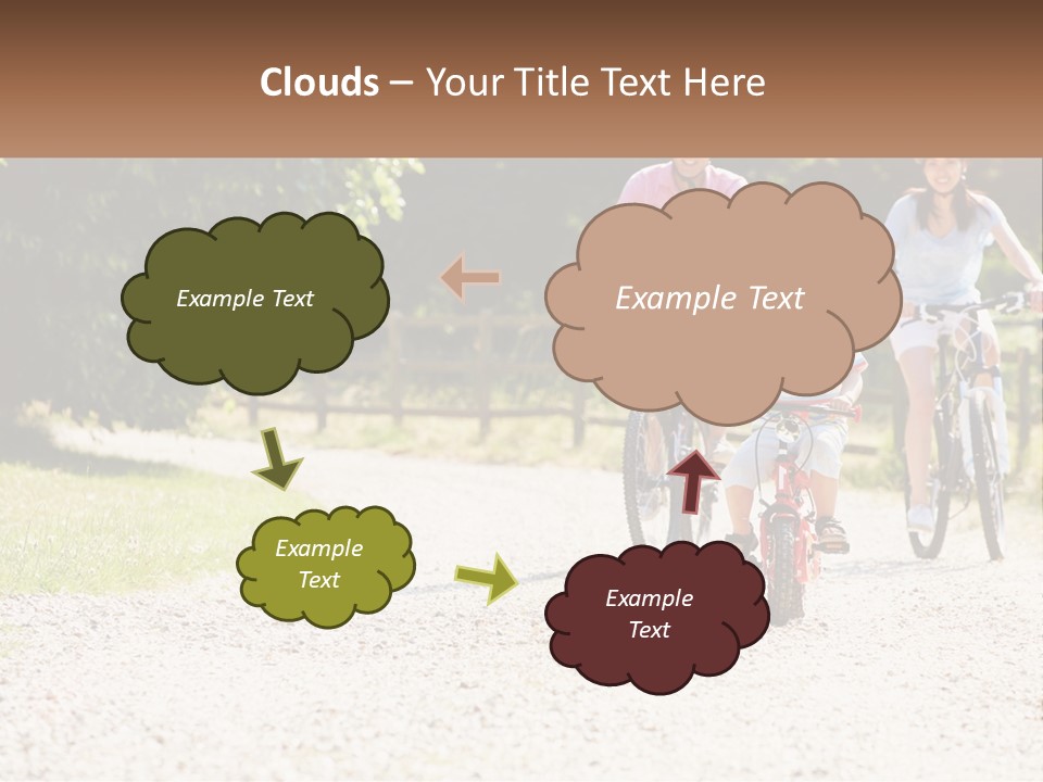 A Group Of People Riding Bikes Down A Dirt Road PowerPoint Template