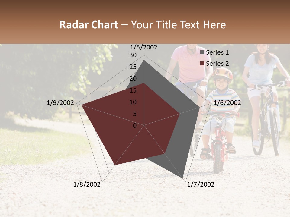 A Group Of People Riding Bikes Down A Dirt Road PowerPoint Template