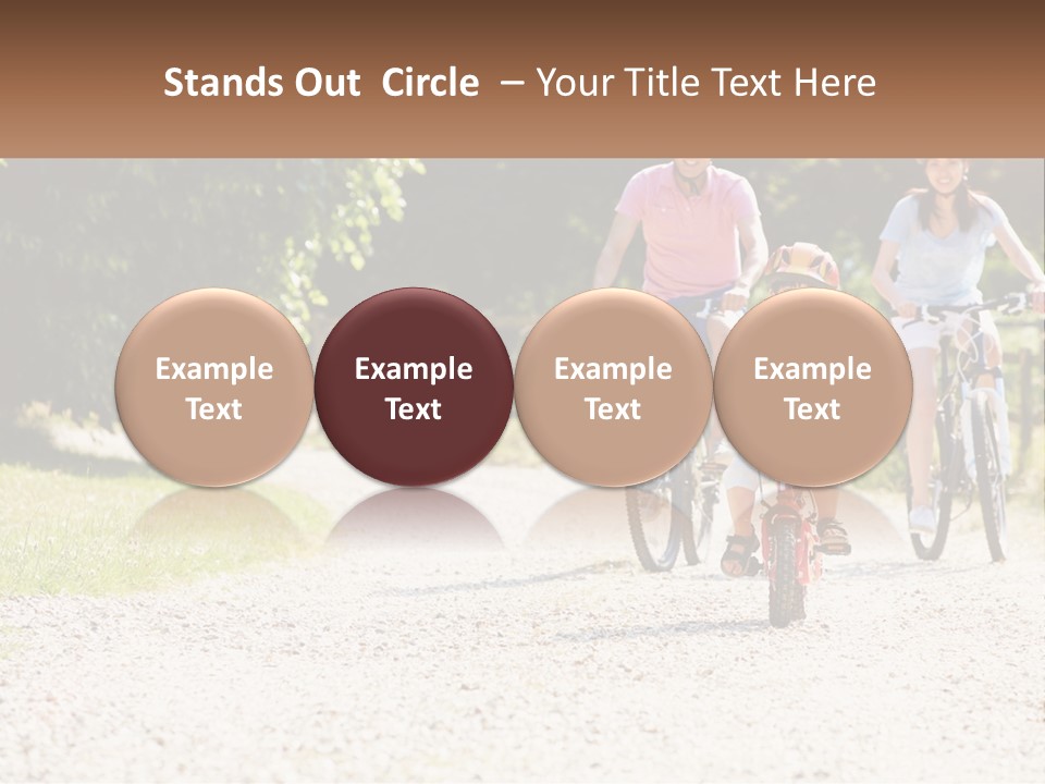 A Group Of People Riding Bikes Down A Dirt Road PowerPoint Template