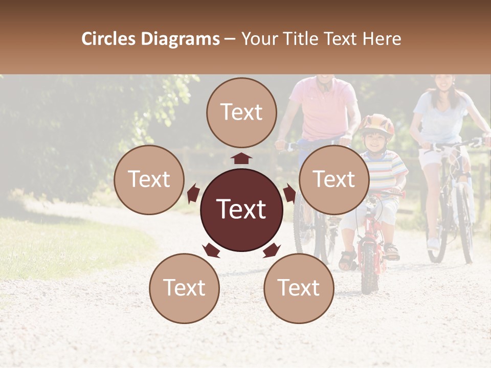 A Group Of People Riding Bikes Down A Dirt Road PowerPoint Template