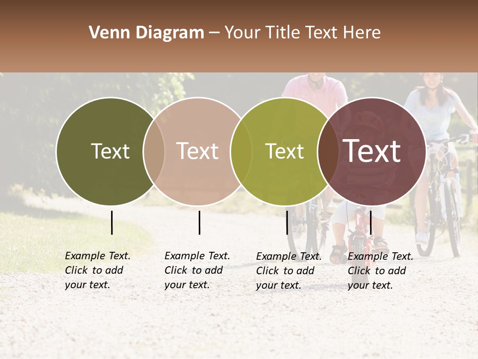 A Group Of People Riding Bikes Down A Dirt Road PowerPoint Template