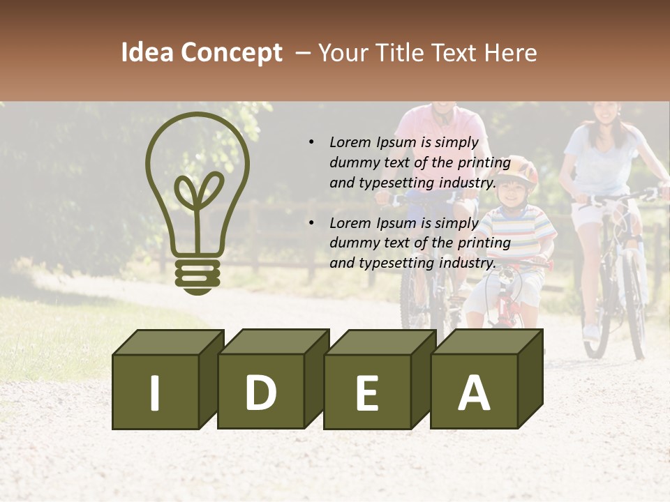 A Group Of People Riding Bikes Down A Dirt Road PowerPoint Template