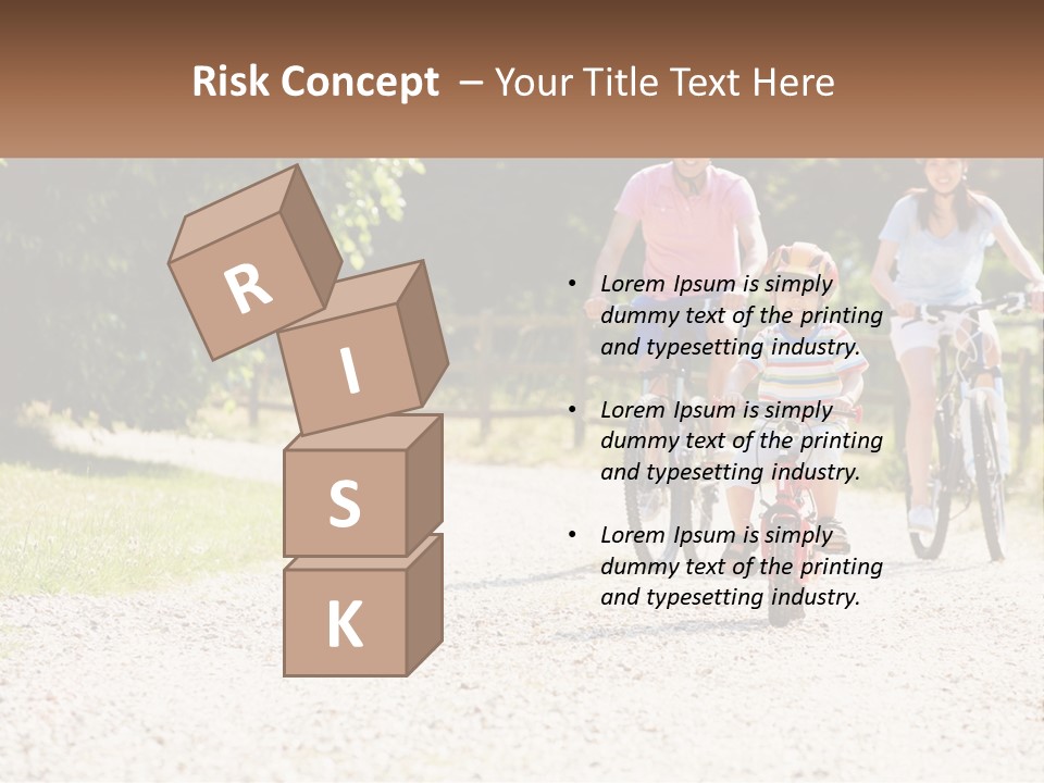 A Group Of People Riding Bikes Down A Dirt Road PowerPoint Template
