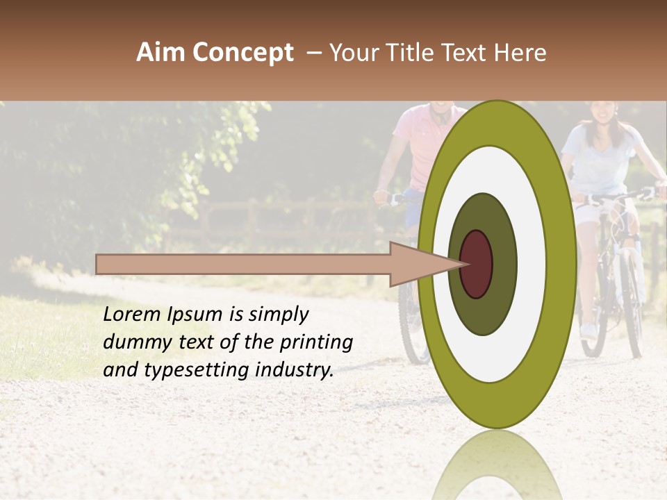 A Group Of People Riding Bikes Down A Dirt Road PowerPoint Template