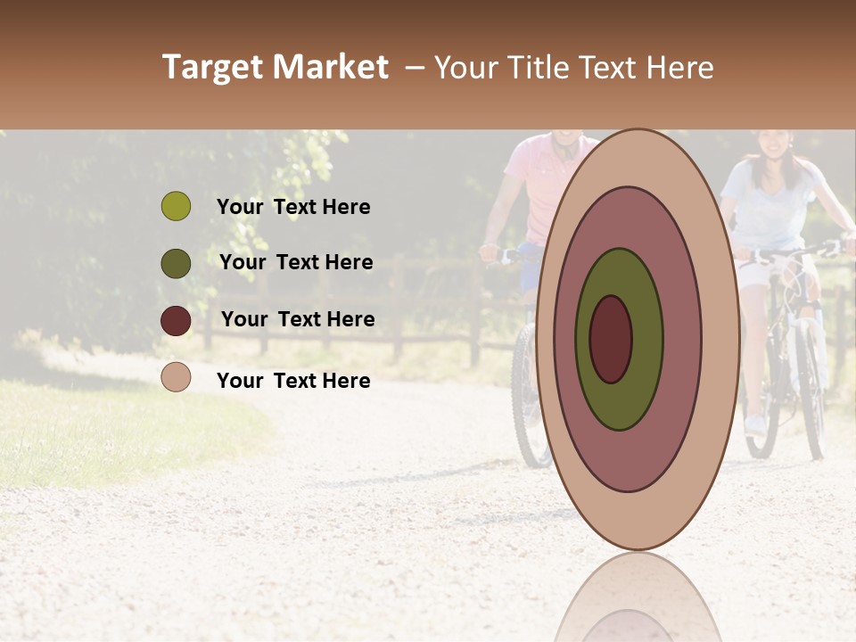 A Group Of People Riding Bikes Down A Dirt Road PowerPoint Template