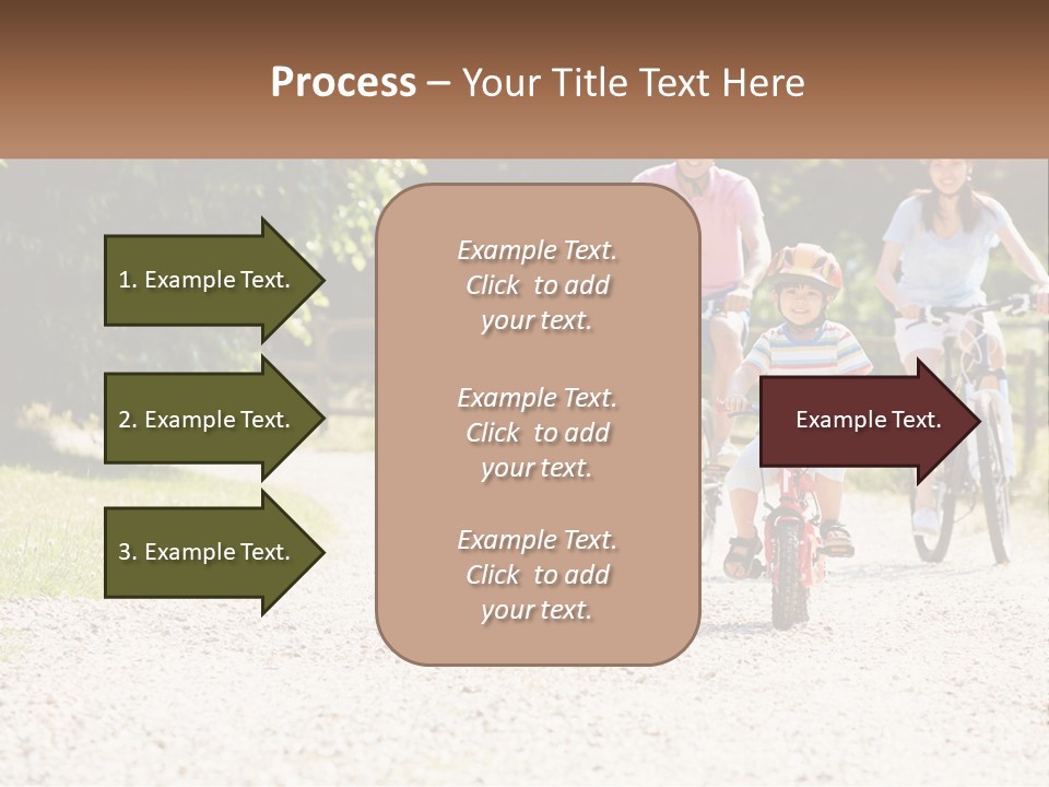 A Group Of People Riding Bikes Down A Dirt Road PowerPoint Template