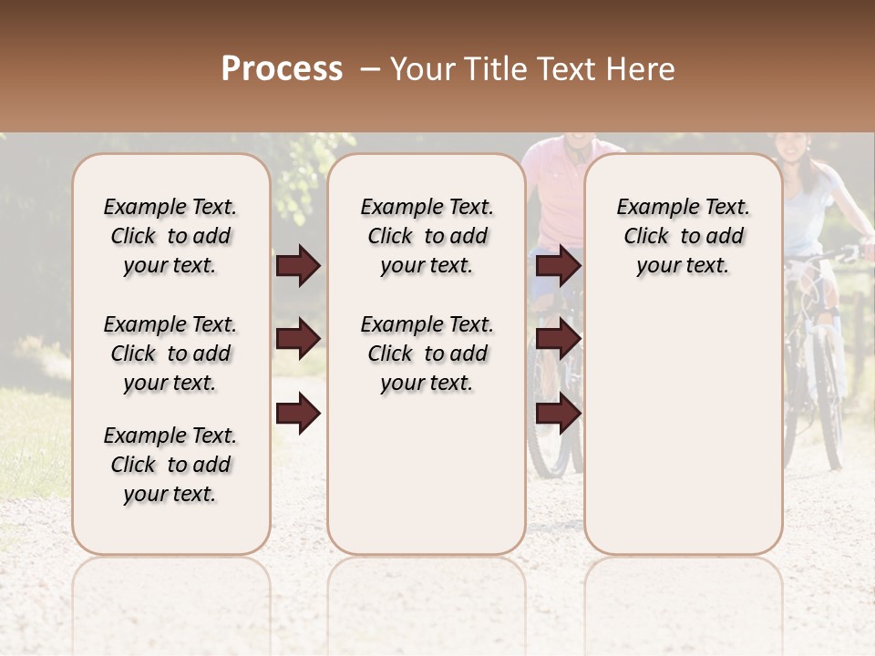 A Group Of People Riding Bikes Down A Dirt Road PowerPoint Template