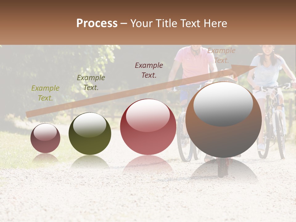 A Group Of People Riding Bikes Down A Dirt Road PowerPoint Template