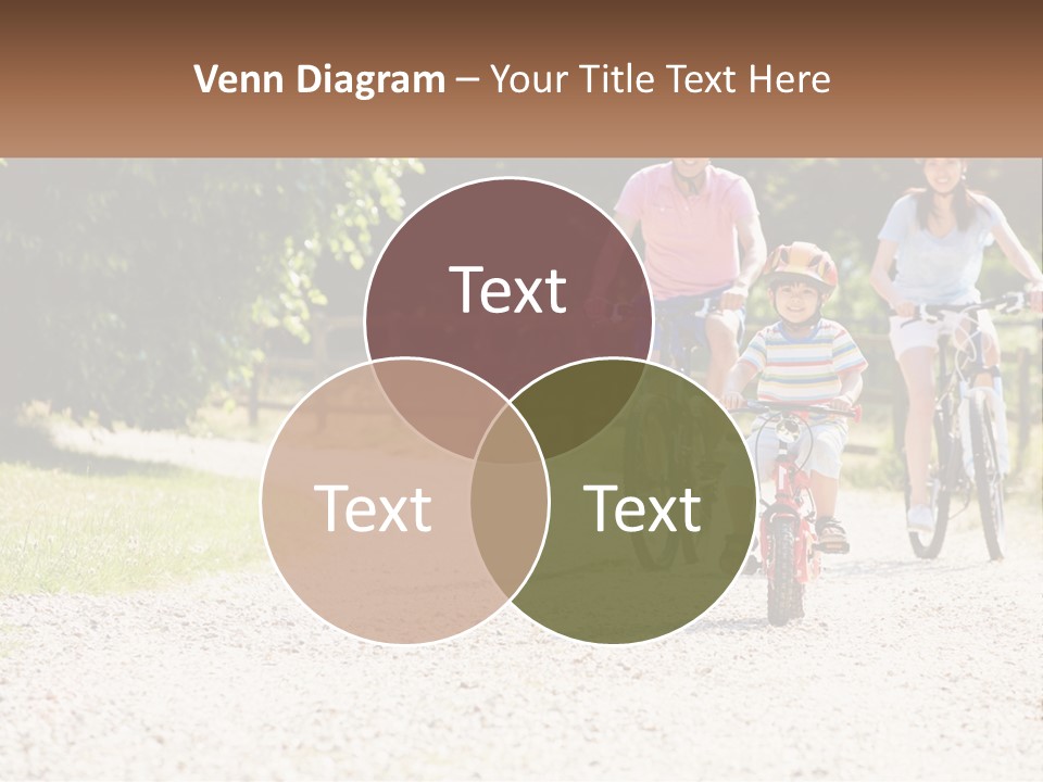 A Group Of People Riding Bikes Down A Dirt Road PowerPoint Template