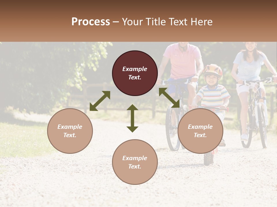 A Group Of People Riding Bikes Down A Dirt Road PowerPoint Template