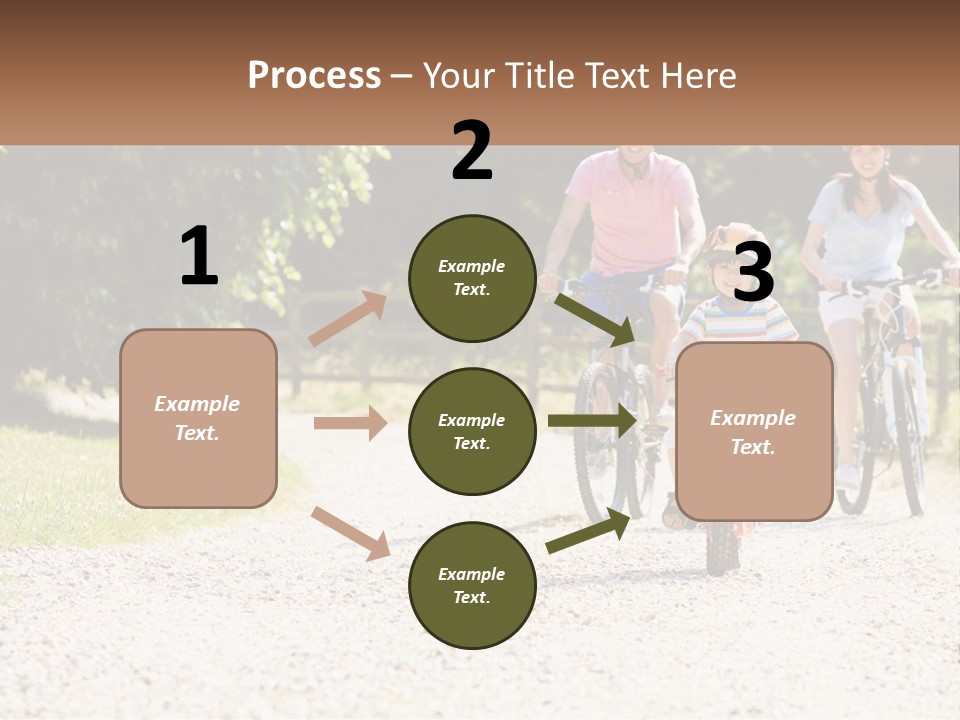 A Group Of People Riding Bikes Down A Dirt Road PowerPoint Template