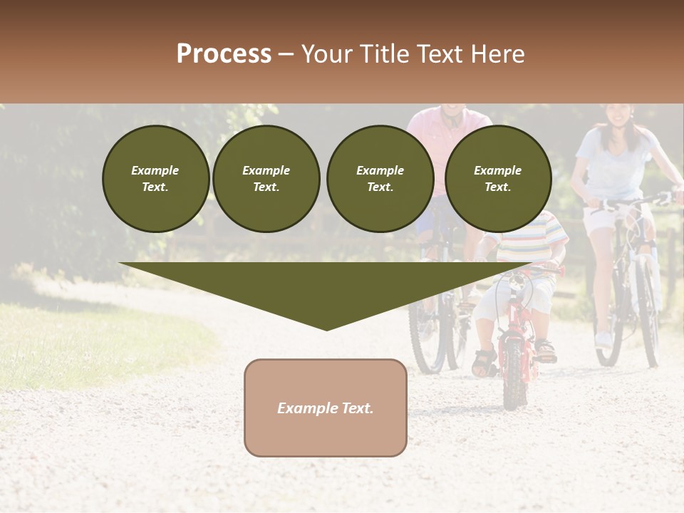 A Group Of People Riding Bikes Down A Dirt Road PowerPoint Template
