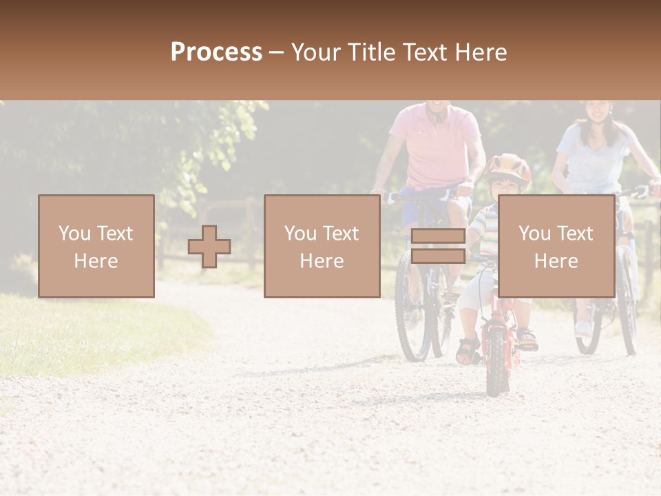 A Group Of People Riding Bikes Down A Dirt Road PowerPoint Template