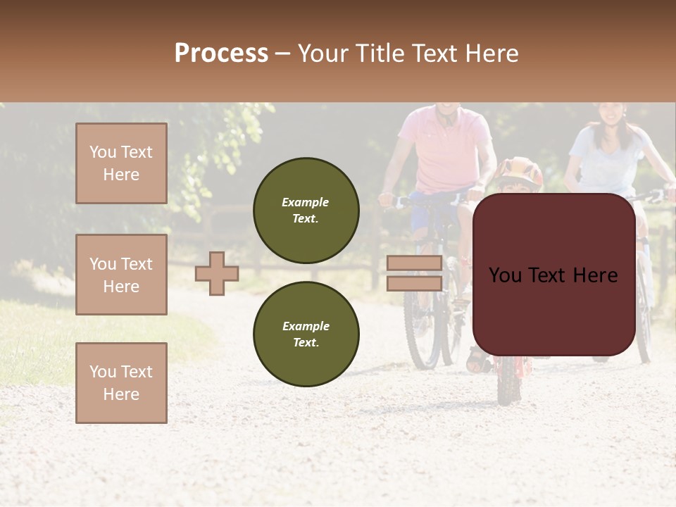 A Group Of People Riding Bikes Down A Dirt Road PowerPoint Template