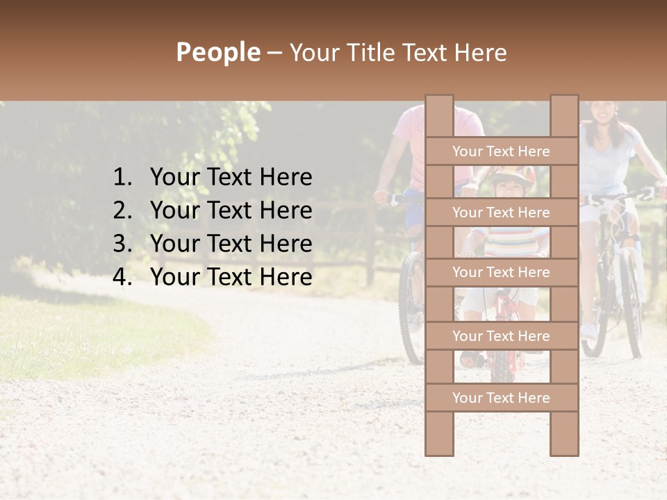 A Group Of People Riding Bikes Down A Dirt Road PowerPoint Template