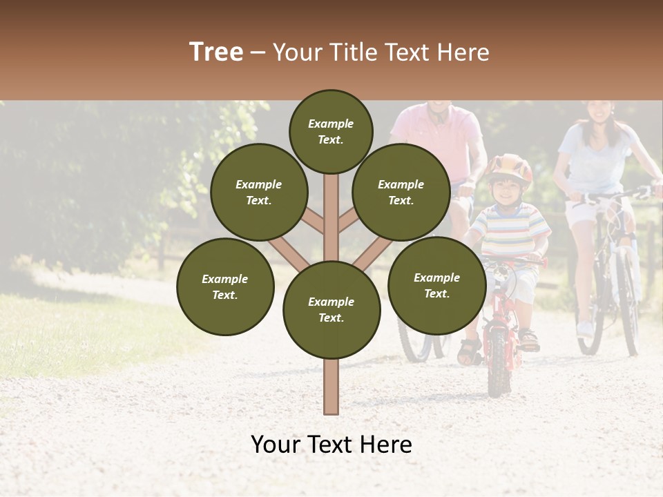 A Group Of People Riding Bikes Down A Dirt Road PowerPoint Template