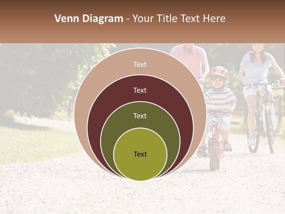 A Group Of People Riding Bikes Down A Dirt Road PowerPoint Template