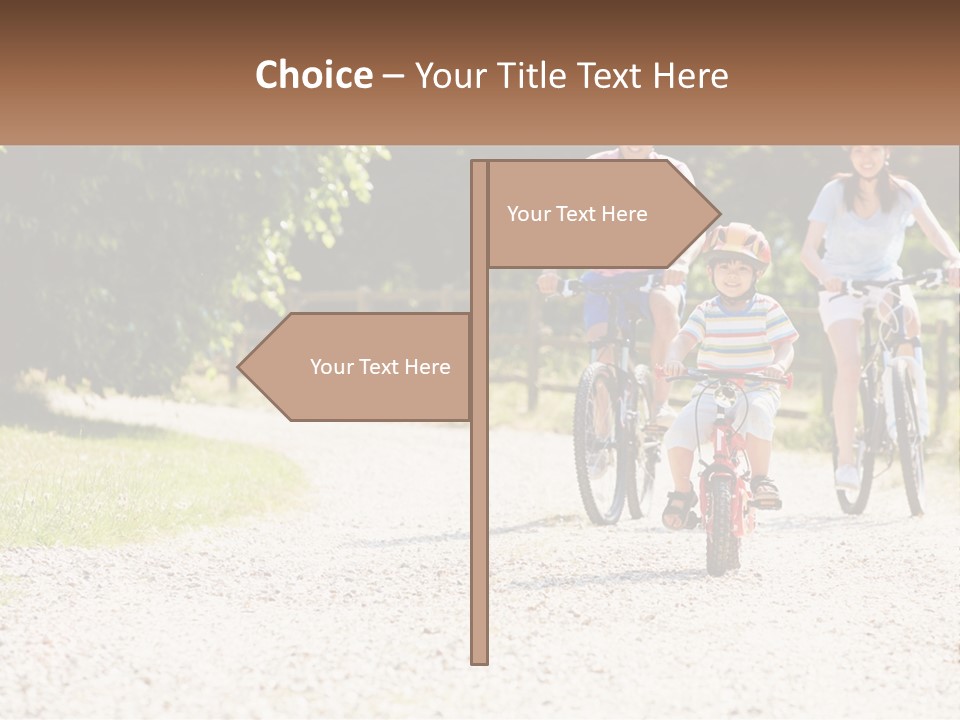 A Group Of People Riding Bikes Down A Dirt Road PowerPoint Template