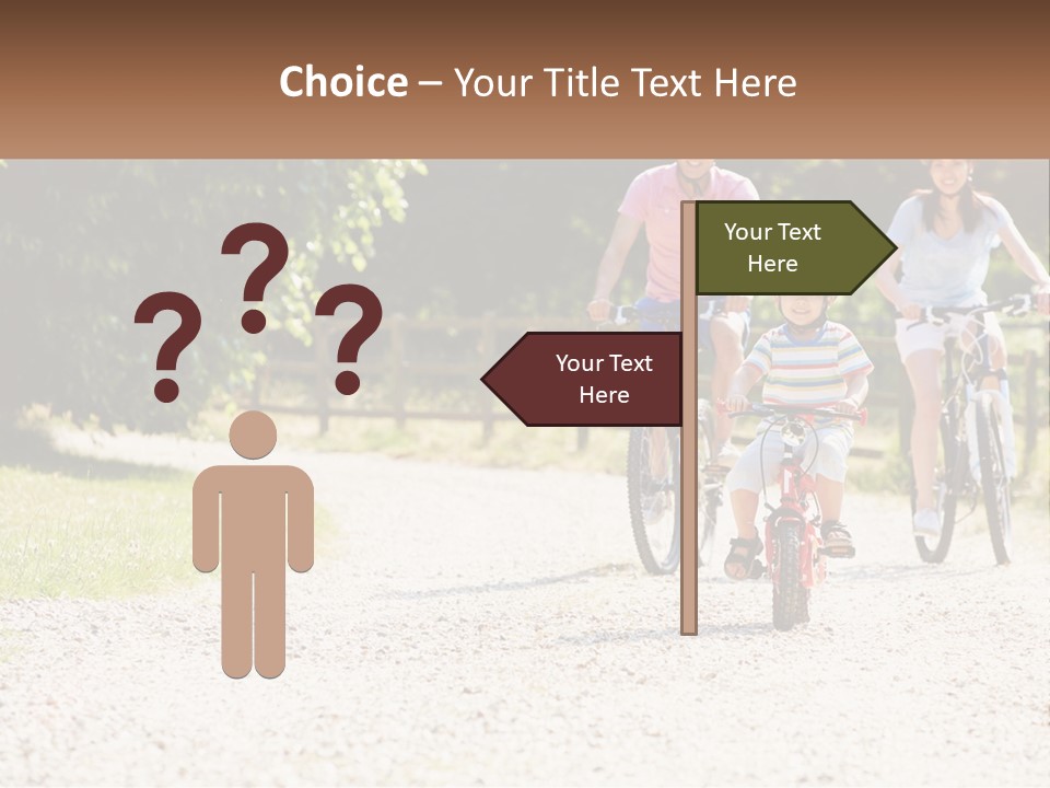 A Group Of People Riding Bikes Down A Dirt Road PowerPoint Template