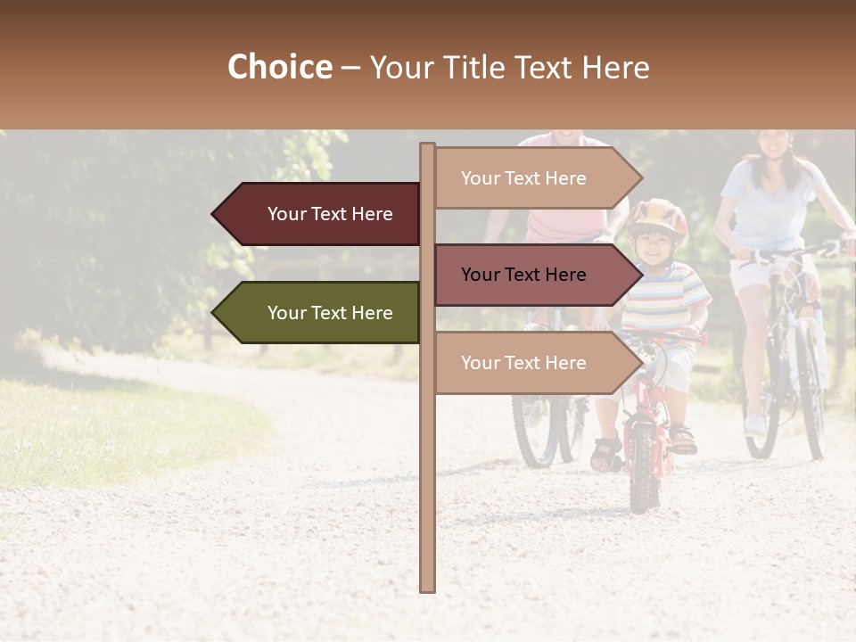 A Group Of People Riding Bikes Down A Dirt Road PowerPoint Template