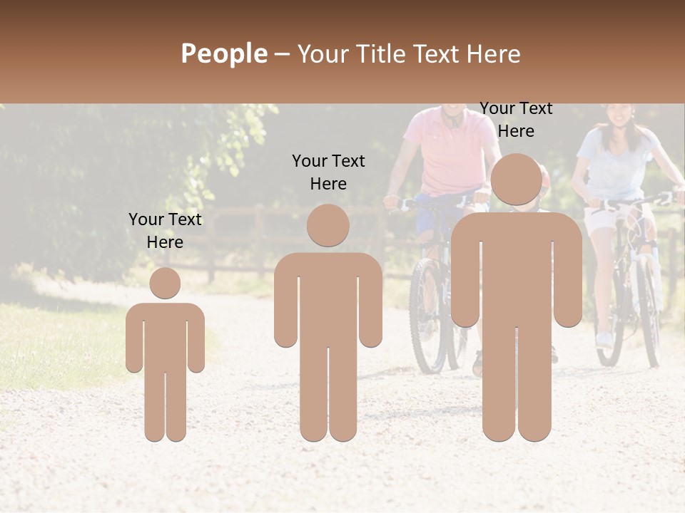 A Group Of People Riding Bikes Down A Dirt Road PowerPoint Template